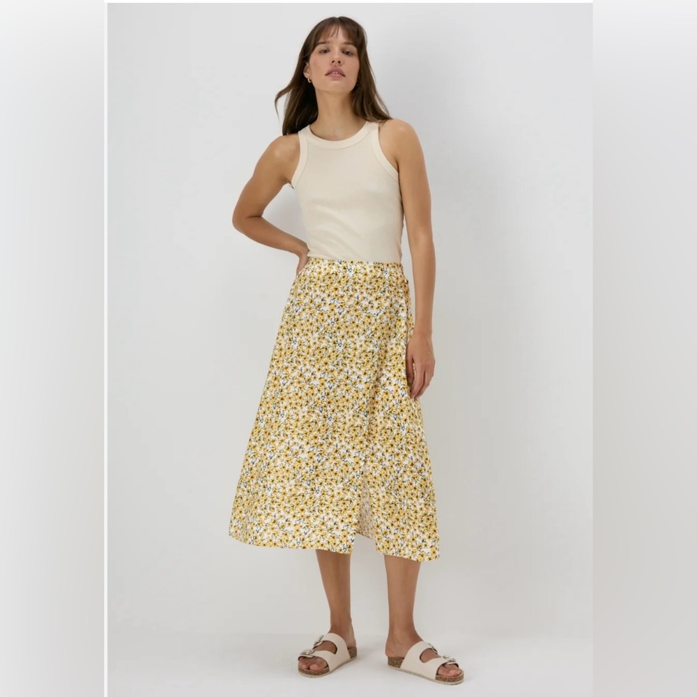 LOFT Floral Eyelet Midi A-Line Skirt Size 12